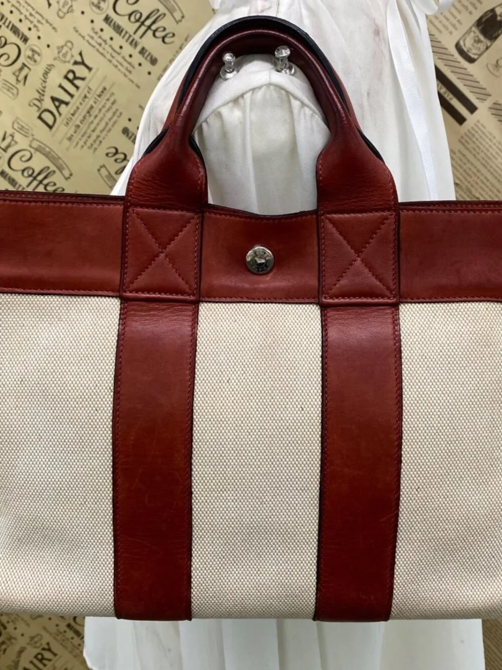 Hermes Handbag Fourre Tout PM Half Leather Tote Travel Business - Picture 2 of 12